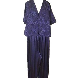 Vintage Victoria’s Secret Gold Label Jacquard Satin Top Pant Set PJ's Loungewear